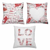 Kit 3 Almofadas Cheias Decorativas 40 x 40 Love Red