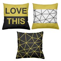 Kit 3 Almofadas Cheias Decorativas 40 x 40 Love This