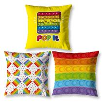 Kit 3 Almofadas Cheias Estampadas Infantil 40 X 40 Pop It Kit 3 Almofadas Cheias Estampadas Infantil 40 X 40 Pop It