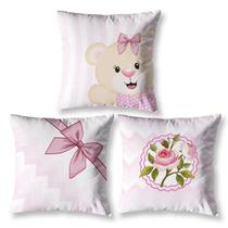 Kit 3 Almofadas Cheias Infantil 40Cm X 40Cm Zíper Ursinha Kit 3 Almofadas Cheias Infantil 40Cm X 40Cm Zíper Ursinha