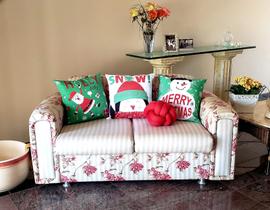 Kit 3 Almofadas Com Enchimento Decorativas 3d Natal Natalinas Papai Noel VERDE + 1 Almofada Nó