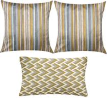 Kit 3 Almofadas Composê Áustria Geométrico e Listrado Sued Premium