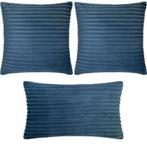 Kit 3 Almofadas Composê Flanel Pelúcia Azul Prussiano Kit 3 Almofadas Composê Flanel Pelúcia Azul Prussiano