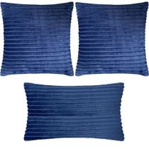 Kit 3 Almofadas Composê Flanel Pelúcia Azul Royal Kit 3 Almofadas Composê Flanel Pelúcia Azul Royal