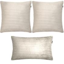 Kit 3 Almofadas Composê Flanel Pelúcia Bege