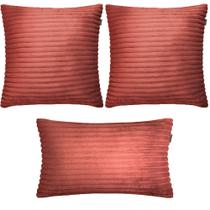 Kit 3 Almofadas Composê Flanel Pelúcia Terracota Kit 3 Almofadas Composê Flanel Pelúcia Terracota