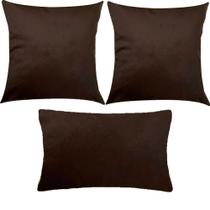 Kit 3 Almofadas Composê Liso Marrom Sued Premium Kit 3 Almofadas Composê Liso Marrom Sued Premium