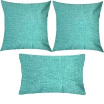 Kit 3 Almofadas Composê Liso Verde Água Impermeável