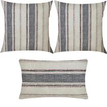 Kit 3 Almofadas Composê Listras Bege Impermeável