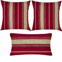 Kit 3 Almofadas Composê Listras Marsala Impermeável Kit 3 Almofadas Composê Listras Marsala Impermeável