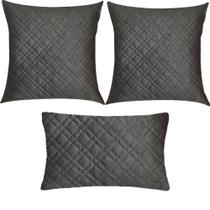 Kit 3 Almofadas Composê Matelassê Cinza Liso