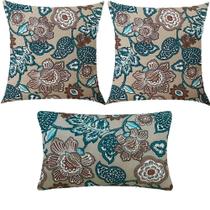 Kit 3 Almofadas Composê Maxi Floral Bege Impermeável Kit 3 Almofadas Composê Maxi Floral Bege Impermeável