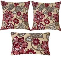 Kit 3 Almofadas Composê Maxi Floral Marsala Impermeável Kit 3 Almofadas Composê Maxi Floral Marsala Impermeável