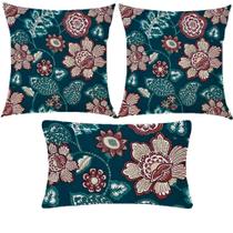 Kit 3 Almofadas Composê Maxi Floral Verde Impermeável Kit 3 Almofadas Composê Maxi Floral Verde Impermeável