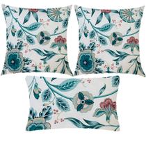 Kit 3 Almofadas Composê Paradise Floral Verde Impermeável Kit 3 Almofadas Composê Paradise Floral Verde Impermeável
