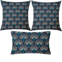 Kit 3 Almofadas Composê Pavão Azul Marinho Impermeável Kit 3 Almofadas Composê Pavão Azul Marinho Impermeável