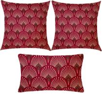 Kit 3 Almofadas Composê Pavão Marsala Impermeável Kit 3 Almofadas Composê Pavão Marsala Impermeável