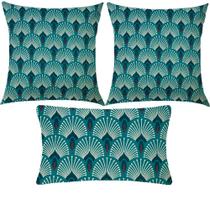 Kit 3 Almofadas Composê Pavão Verde Impermeável Kit 3 Almofadas Composê Pavão Verde Impermeável