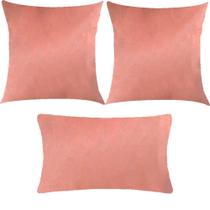 Kit 3 Almofadas Composê Rosê Liso Veludo Kit 3 Almofadas Composê Rosê Liso Veludo