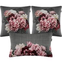 Kit 3 Almofadas Composê Veludo Amor Perfeito