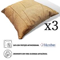 Kit 3 Almofadas Corano Para Sofá Sala Alto Padrão Luxo 40x40cm