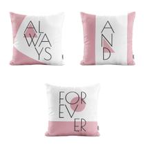 Kit 3 Almofadas Decoração Chiques Rosa e Decorativas Always Para Sofá Sala de Estar 40X40 Novadecora Kit 3 Almofadas Decoração Chiques Rosa e Decorativas Always Para Sofá Sala de Estar 40X40 Novadecora
