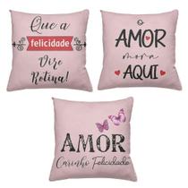 Kit 3 Almofadas Decorativas Cheias 40 x 40 Carinho Kit 3 Almofadas Decorativas Cheias 40 x 40 Carinho