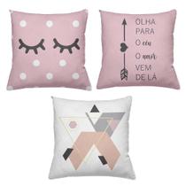 Kit 3 Almofadas Decorativas Cheias 40 x 40 CéuRosa