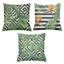 Kit 3 Almofadas Decorativas Cheias 40 x 40 Folhas Kit 3 Almofadas Decorativas Cheias 40 x 40 Folhas