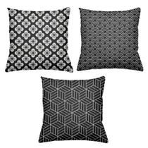 Kit 3 Almofadas Decorativas Cheias 40 x 40 GeoBlack