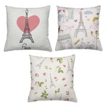 Kit 3 Almofadas Decorativas Cheias 40 x 40 Paris