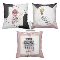 Kit 3 Almofadas Decorativas Cheias 40x40cm Luz Kit 3 Almofadas Decorativas Cheias 40x40cm Luz
