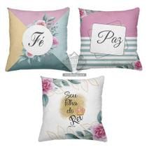 Kit 3 Almofadas Decorativas Cheias 40x40cm Paz - Criative Gifts