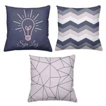 Kit 3 Almofadas Decorativas Cheias 40x40cm Seja Luz Kit 3 Almofadas Decorativas Cheias 40x40cm Seja Luz