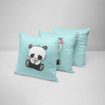 Kit 3 Almofadas Decorativas Cute Panda