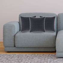 Kit 3 Almofadas Decorativas Quadrada Grafite Linho com Borda Cru