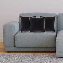 Kit 3 Almofadas Decorativas Quadrada Preto Suede com Borda Bege