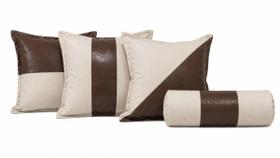 Kit 3 almofadas e rolinho Linho luxo e courano zíper p/ sofá Enchimento:Sim Kit 3 almofadas e rolinho Linho luxo e courano zíper p/ sofá Enchimento:Sim