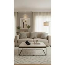 Kit 3 Almofadas em Linho Tons Neutros Off White & Marfim Prata