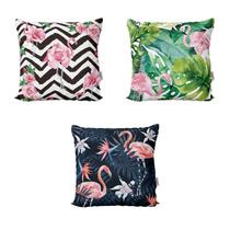 Kit 3 Almofadas Floral Flamingo Para Sofá Decoração Sala de Estar 40x40 Novadecora Kit 3 Almofadas Floral Flamingo Para Sofá Decoração Sala de Estar 40x40 Novadecora