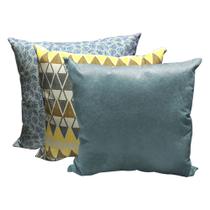 Kit 3 Almofadas Galho Azul/Triangulo Amarelo/Animale Azul Céu 45x45x- Dominic Decor Kit 3 Almofadas Galho Azul/Triangulo Amarelo/Animale Azul Céu 45x45x- Dominic Decor