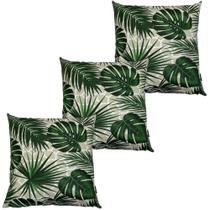 Kit 3 Almofadas Impermeável Antimofo Antiácaro Folha Verde Costela de Adão Externa 45cmx45cm