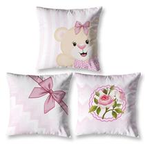 Kit 3 Almofadas Infantil Menina Cheias Estampadas 40cm x 40cm Digital Decorativa
