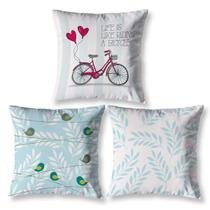Kit 3 Almofadas Sala Quarto Sofá Menina Cheias Estampadas 40cm x 40cm Digital Decorativa