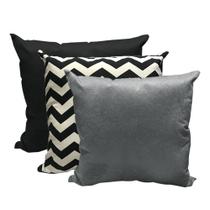 Kit 3 Almofadas Zig Zag preto/suede preto/cinza 45x45x- Dominic Decor Kit 3 Almofadas Zig Zag preto/suede preto/cinza 45x45x- Dominic Decor