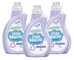 kit 3 Amaciante de Roupas Vida Macia Glicerina & Amêndoas 1L