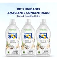 Kit 3 Amaciantes Concentrado Girando Sol 1l Fragrancia:Coco e Baunilha Kit 3 Amaciantes Concentrado Girando Sol 1l Fragrancia:Coco e Baunilha