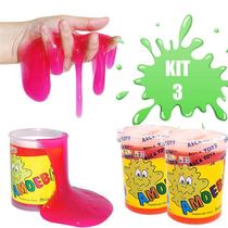 Kit 3 Amoebas Massinha Colorida Geleca de Brincar 110g