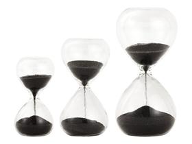 Kit 3 Ampulhetas Decorativas Vidro Transparente Areia Preta Moderna 1, 3 E 5 Min Kit 3 Ampulhetas Decorativas Vidro Transparente Areia Preta Moderna 1, 3 E 5 Min