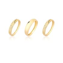 Kit 3 Anéis Conjunto Aliança Com Aparadores Ouro 10k Kit 3 Anéis Conjunto Aliança Com Aparadores Ouro 10k